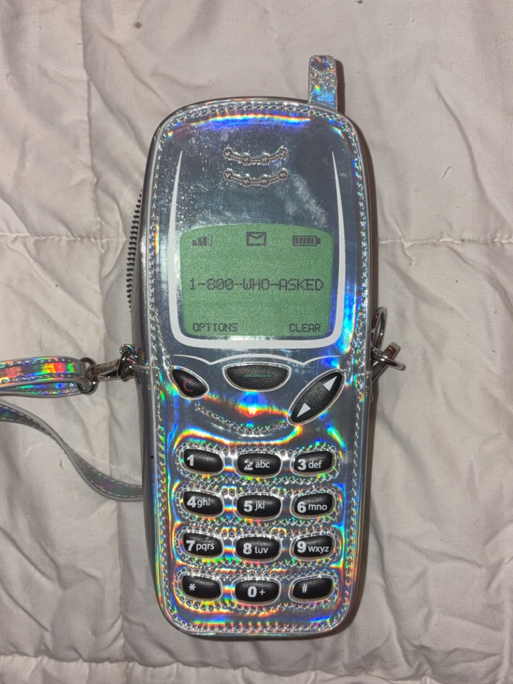 Current Mood Iridescent Holographic Silver Phone Crossbody Bag